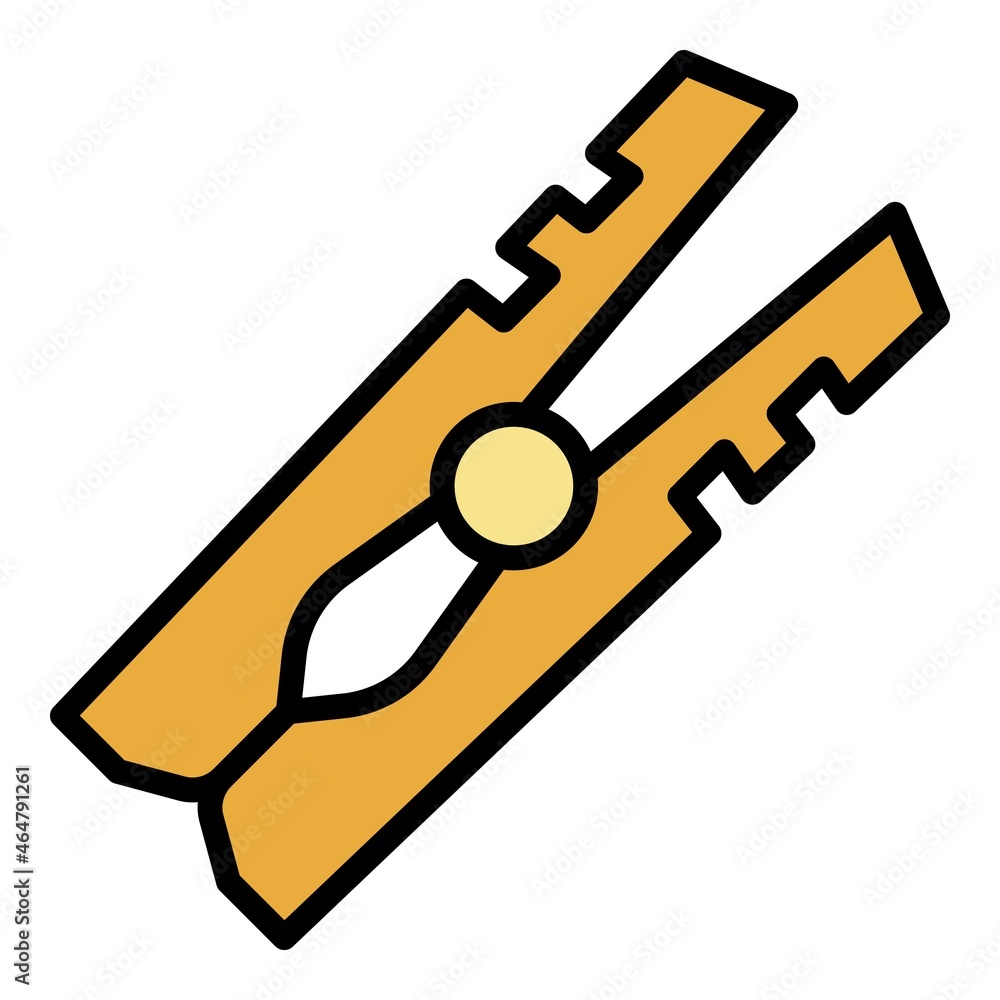 Clothes pins icon. Outline clothes pins vector icon color flat isolated Clothes pins icon. Outline clothes pins vector icon color flat isolated
