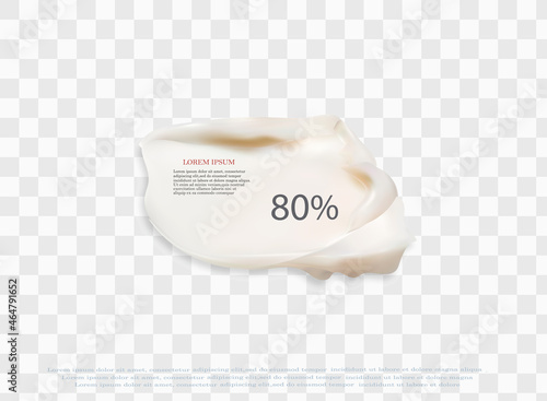 Cream texture stroke isolated on transparent background. Facial creme, foam, gel or body lotion skincare icon.