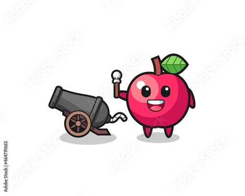 cute apple shoot using cannon