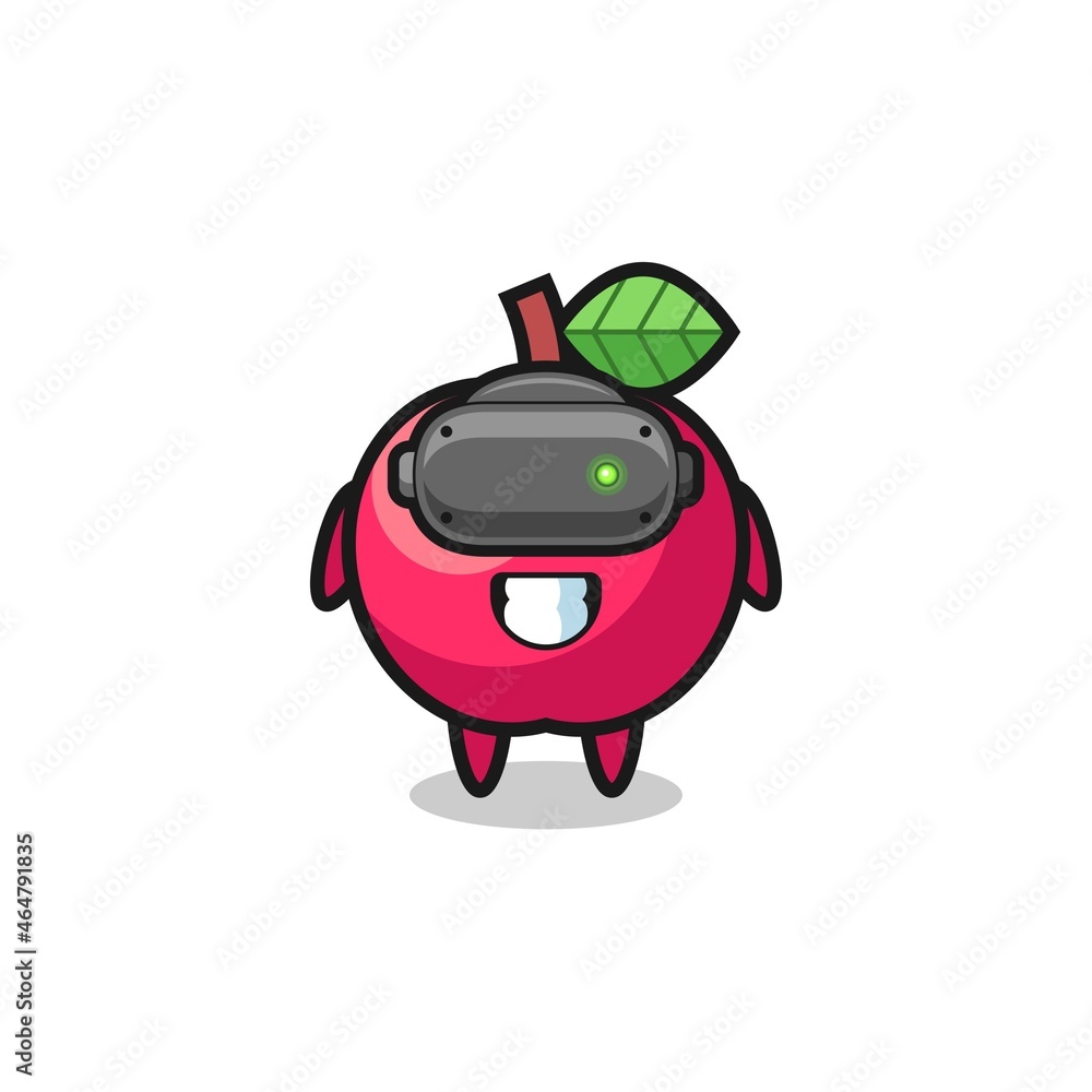 cute apple using VR headset cute apple using VR headset