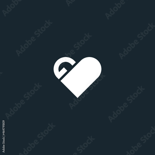 letter G logo with heart design vector illustrator 