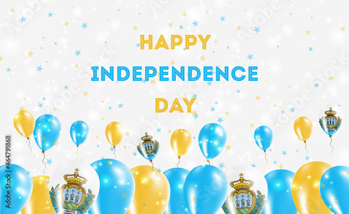 San Marino Independence Day Patriotic Design. Balloons in Sammarinese National Colors. Happy Independence Day Vector Greeting Card.