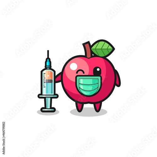 apple mascot as vaccinator
