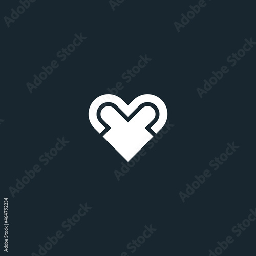 letter M logo with heart design vector illustrator