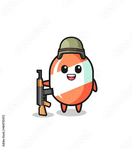 cute candy mascot as a soldier