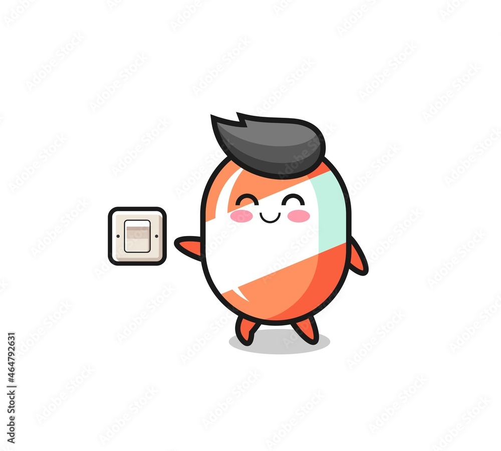 cartoon candy is turning off light