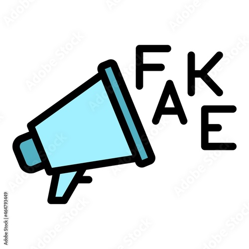 Fake media megaphone icon. Outline fake media megaphone vector icon color flat isolated