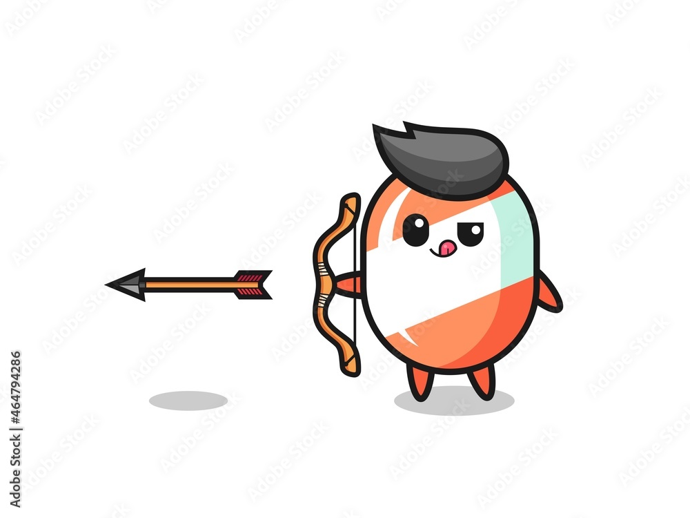 illustration of candy character doing archery