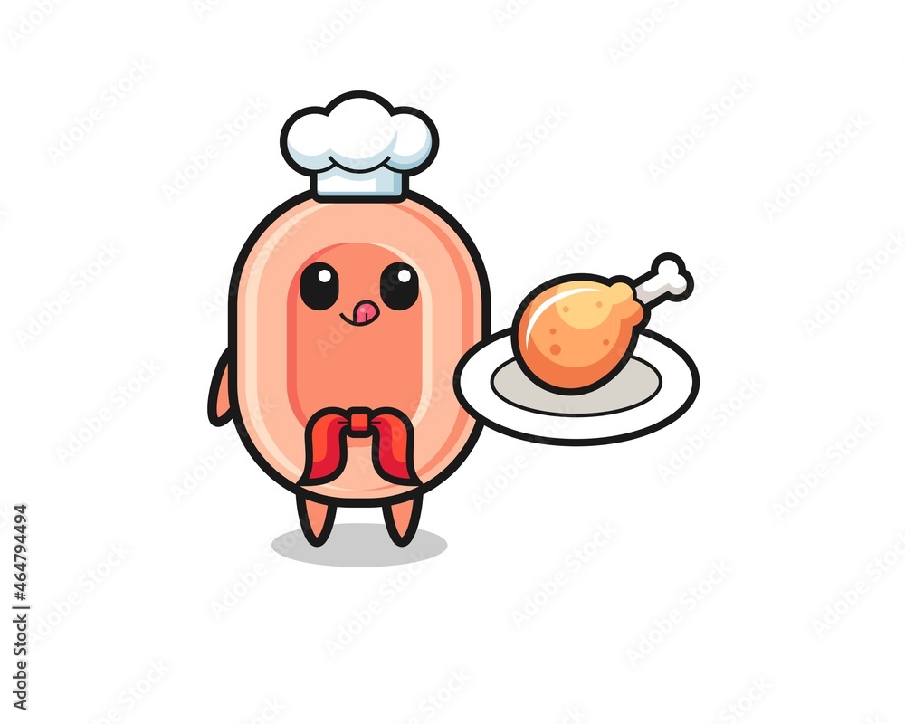 Fototapeta premium soap fried chicken chef cartoon character