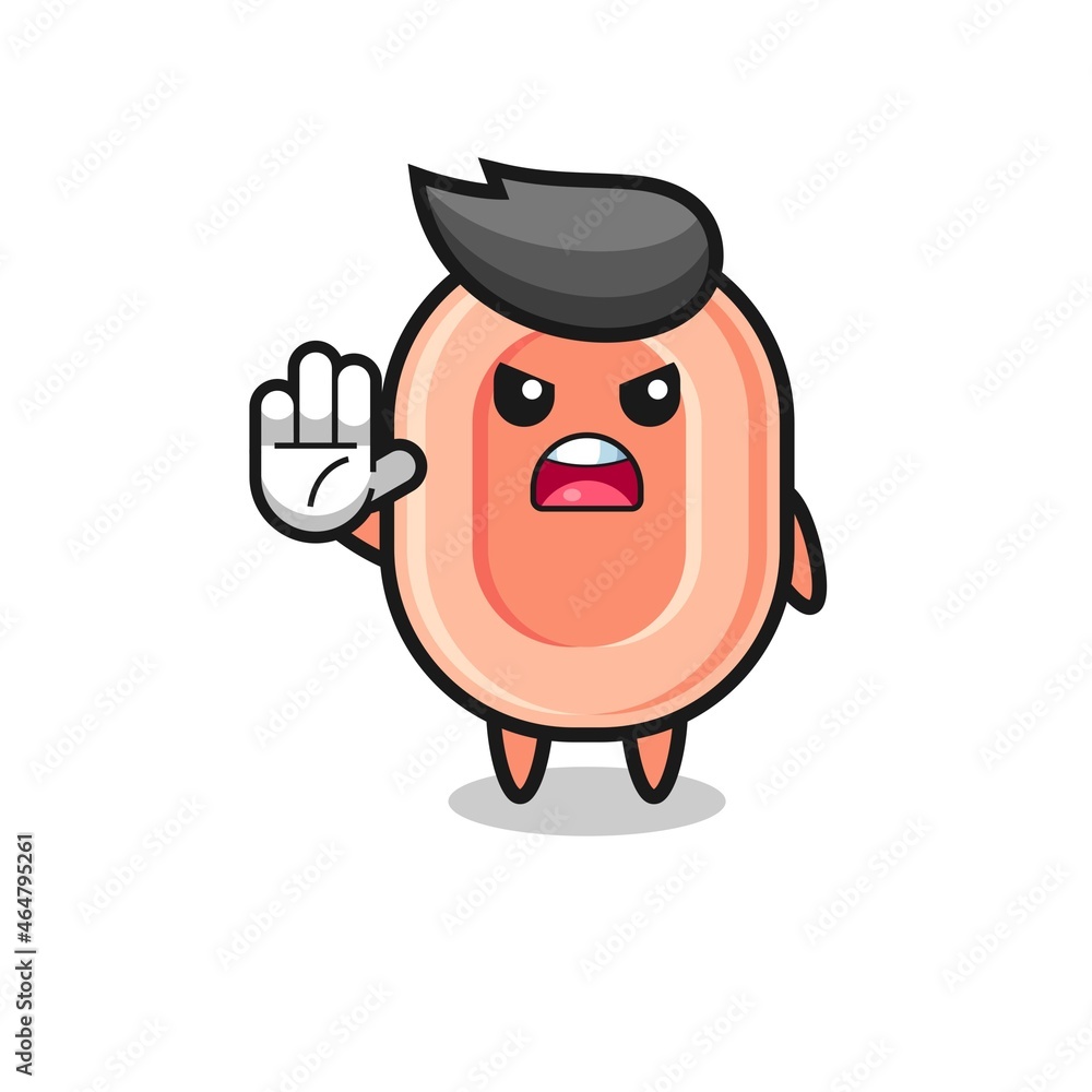 Obraz premium soap character doing stop gesture