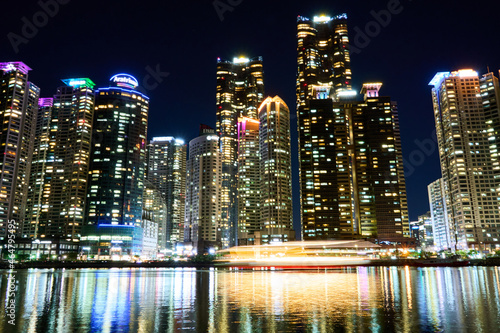 night view of ocean in Busan