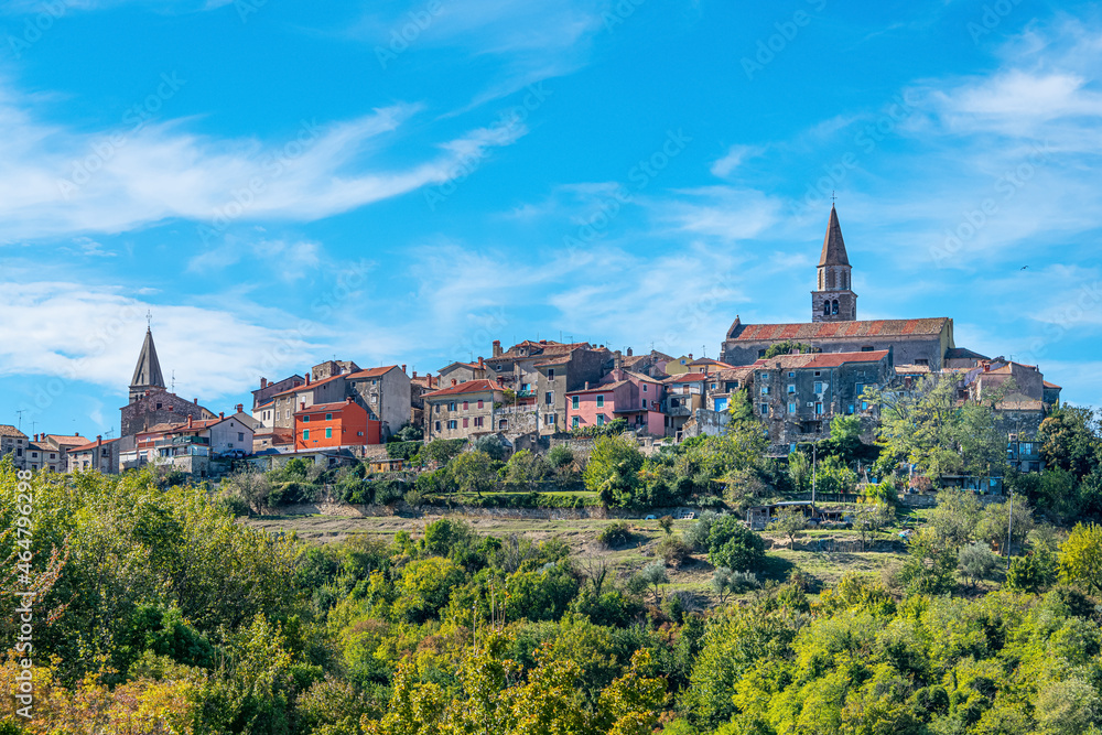 View on the medieval village Buje in Croatia on a also known as the 
