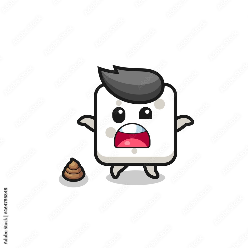 Fototapeta premium sugar cube earth surprised to meet poop