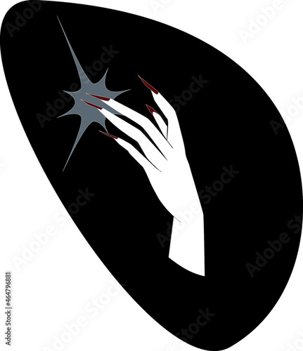 Witch hand. The enchanted witch casts a spell. 