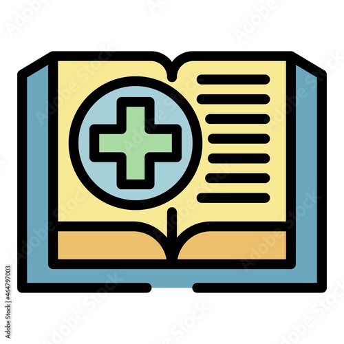 Medical book icon. Outline medical book vector icon color flat isolated