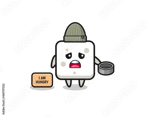 cute sugar cube beggar cartoon character