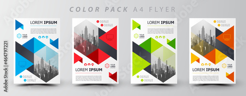Flyer brochure design template set color, creative leaflet size A4, triangles theme