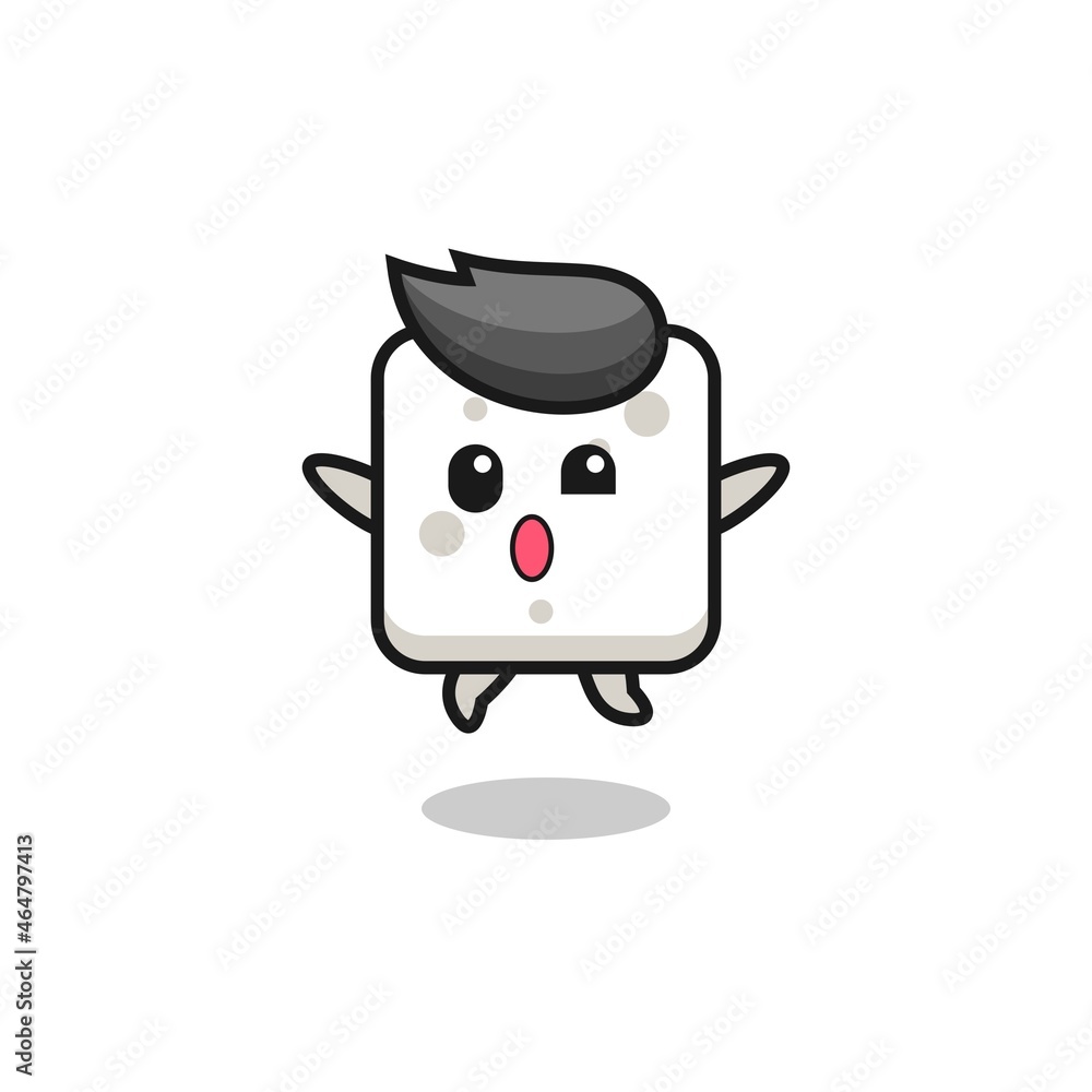 sugar cube character is jumping gesture sugar cube character is jumping gesture