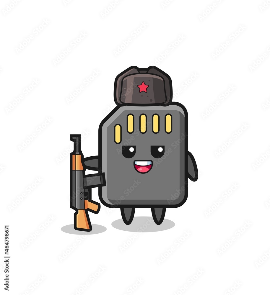 Naklejka premium cute memory card cartoon as Russian army