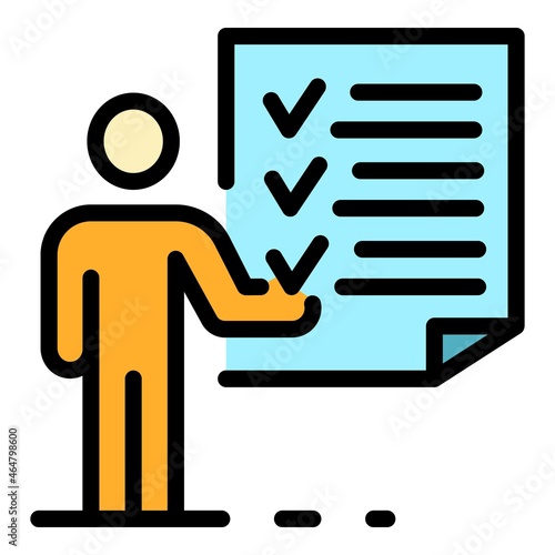 Life skills checklist icon. Outline life skills checklist vector icon color flat isolated