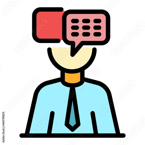 Mind chat skill icon. Outline mind chat skill vector icon color flat isolated
