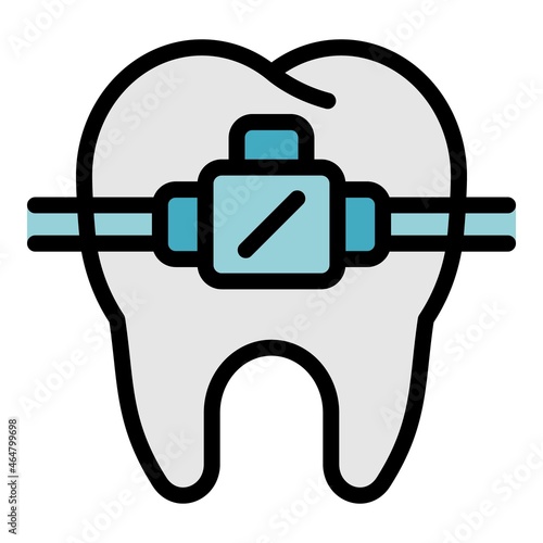 Tooth bracket icon. Outline tooth bracket vector icon color flat isolated