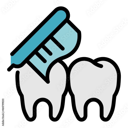 Teeth cleaning icon. Outline teeth cleaning vector icon color flat isolated photo