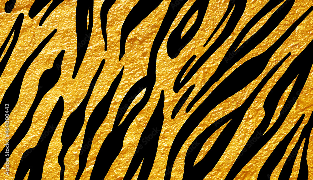 Fotografie Tiger pattern. Tiger texture on gold background.