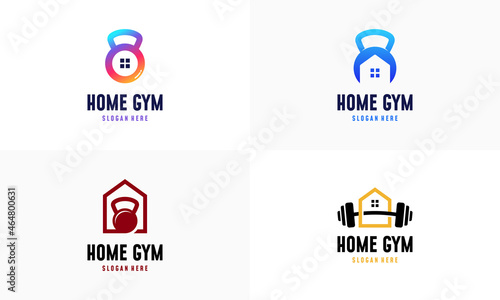 Set of Home Gym logo designs concept vector illustration, Home Fitness logo designs icon