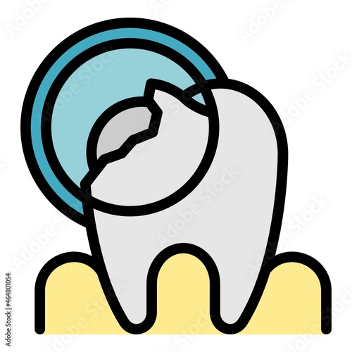 Tooth pathology icon. Outline tooth pathology vector icon color flat isolated