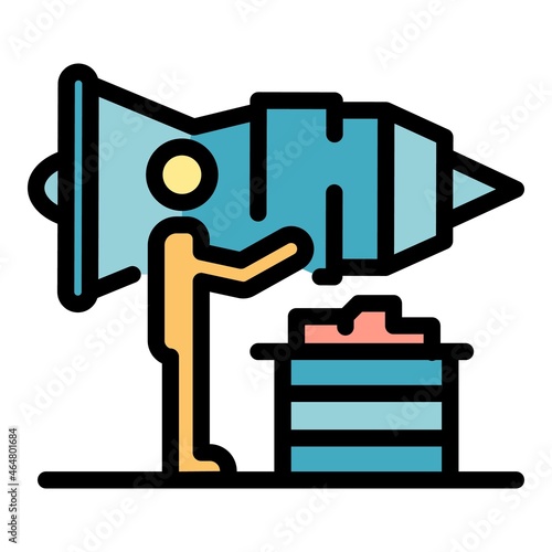 Turbine aircraft repair icon. Outline turbine aircraft repair vector icon color flat isolated
