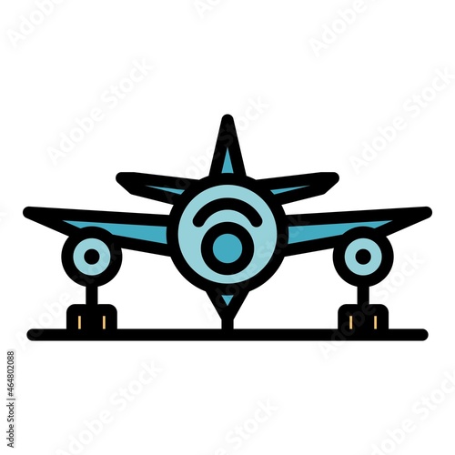 Airplane after repair icon. Outline airplane after repair vector icon color flat isolated