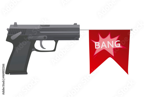 Flag bang and gun. vector