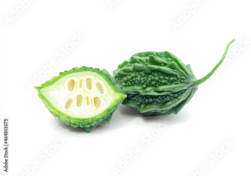 Bitter gourd isolated on white background.