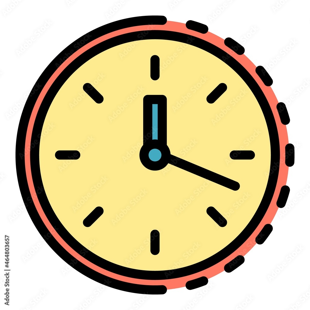 Retro wall clock icon. Outline retro wall clock vector icon color flat isolated Retro wall clock icon. Outline retro wall clock vector icon color flat isolated