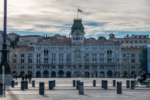 Autumn Morning at Piazza dell’Unità d’Italia with town hall in Trieste, Italy
