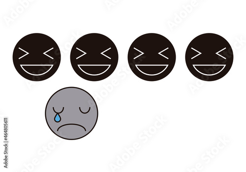 Icono de gente acosando a víctima de bullying. 