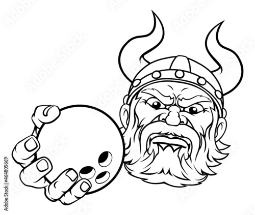 Viking Ten Pin Bowling Ball Sports Mascot Cartoon