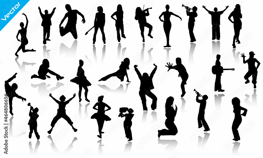 Silhouette vector template of a man-women dancing, Singer, on a white background