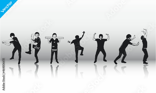 Silhouette vector template of a man dancing on a white background