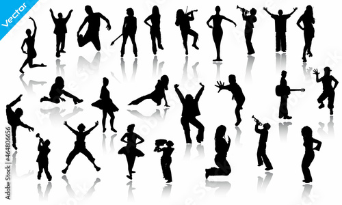 Silhouette vector template of a man-women dancing, Singer, on a white background