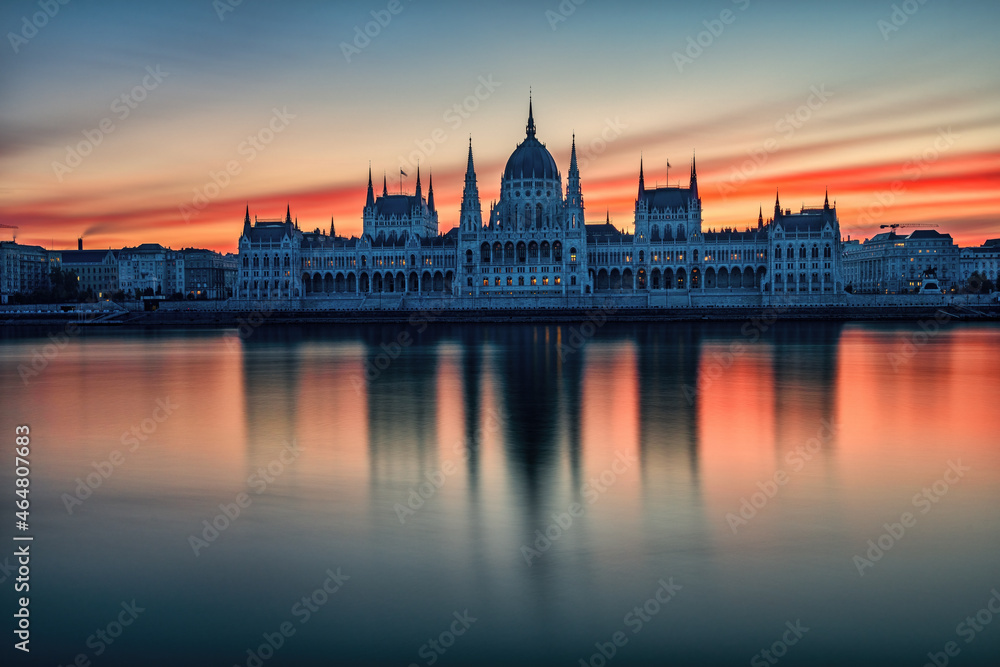 Hungarian Parliament Building at sunrise