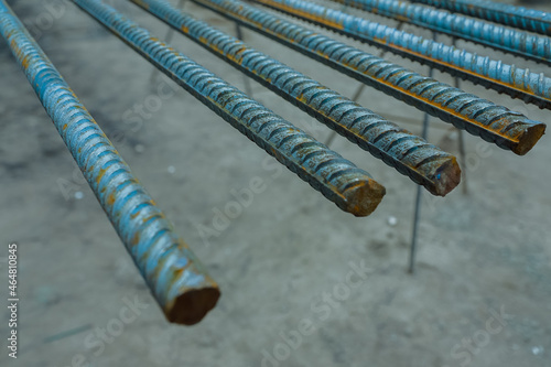Reinforcing bars with the periodic profile in the packs are stored in the metal products warehouse, 