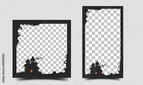 Halloween social media post and story template design.