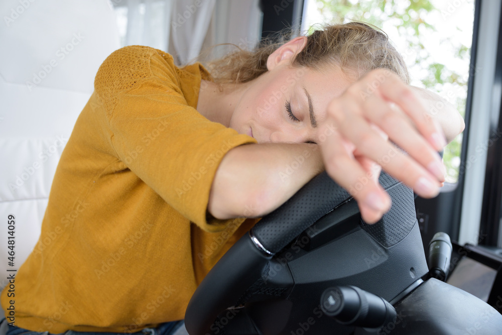 a sleepy woman is a driver a sleepy woman is a driver