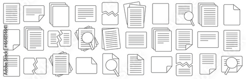 vector icon set of document papers on white background