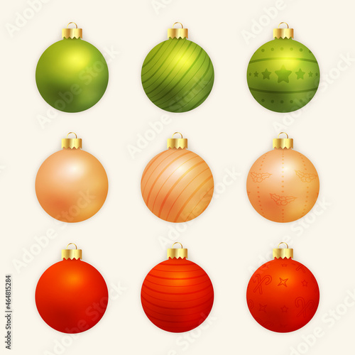 Realistic elegant Christmas balls collection