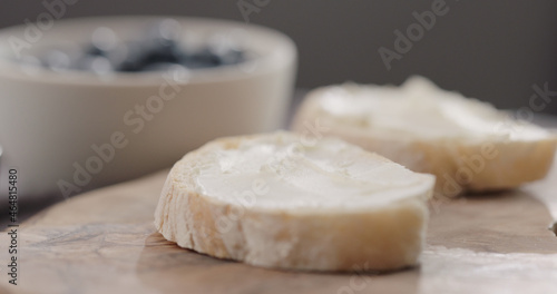 cream cheese on ciabatta slice