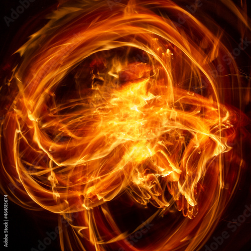 Bonfire Long Exposure Texture Red Lines in Dark Nature Background Hot Fire Orange Flame