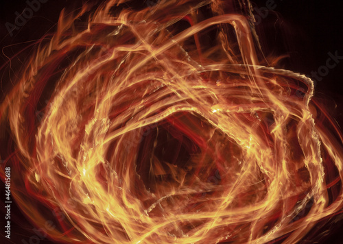 Bonfire Long Exposure Texture Red Lines in Dark Nature Background Circle Fire Orange Flame